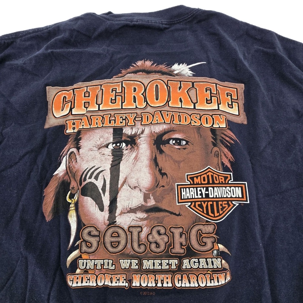 Harley Davidson T Shirt Cherokee, North Carolina Mens XL Native American 2013